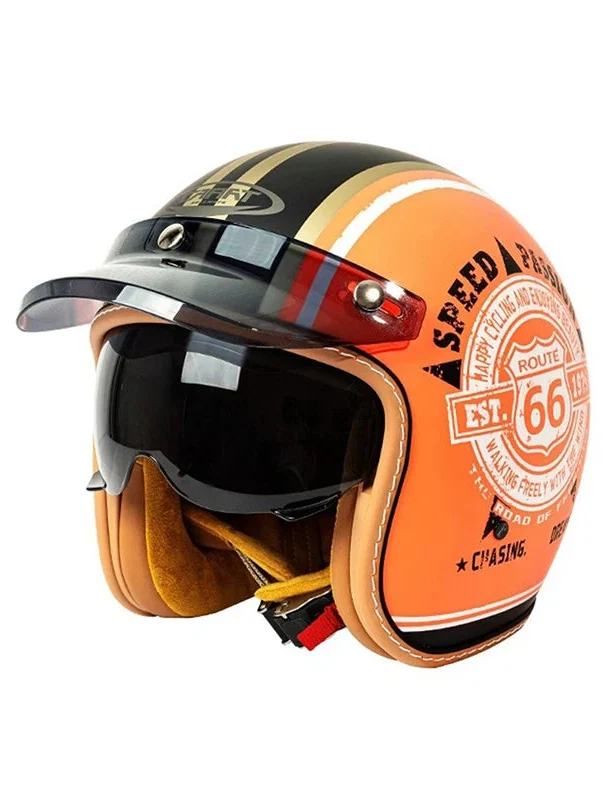 Vintage Jet Open Face Motorcycle Helmet — Sun Visor Included