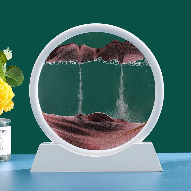 Kinetické skleněné přesýpací hodiny AureaFlow — Design písku s 3D pohybem