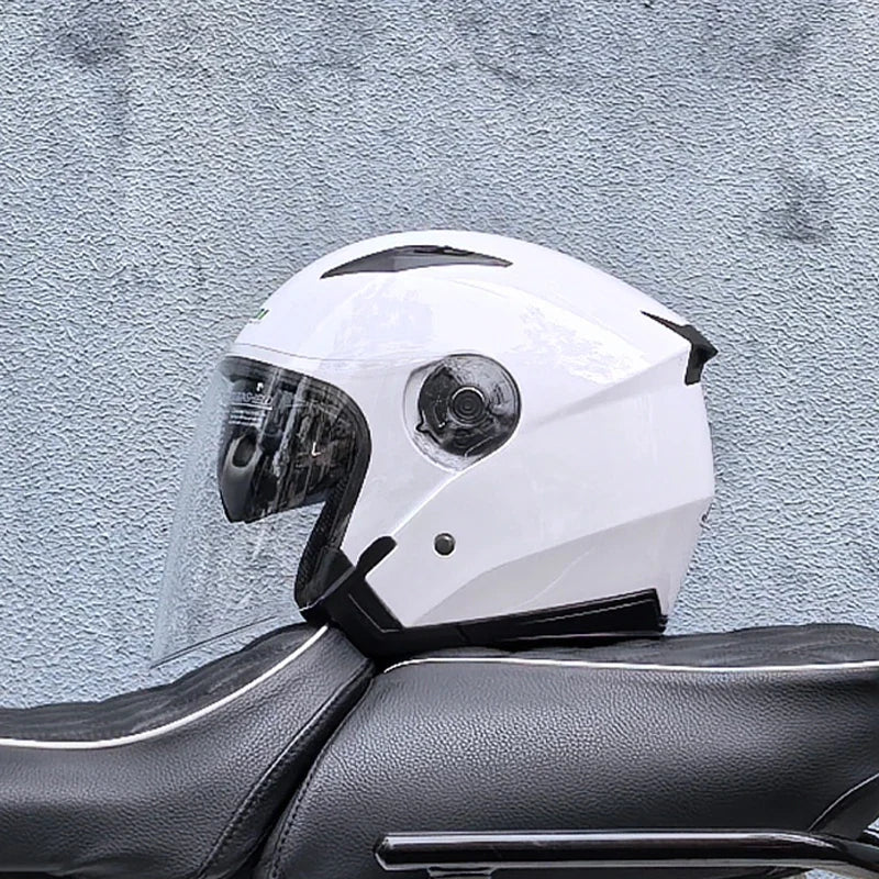 スリークォーター バイクヘルメット — ダブルバイザー、軽量1050g