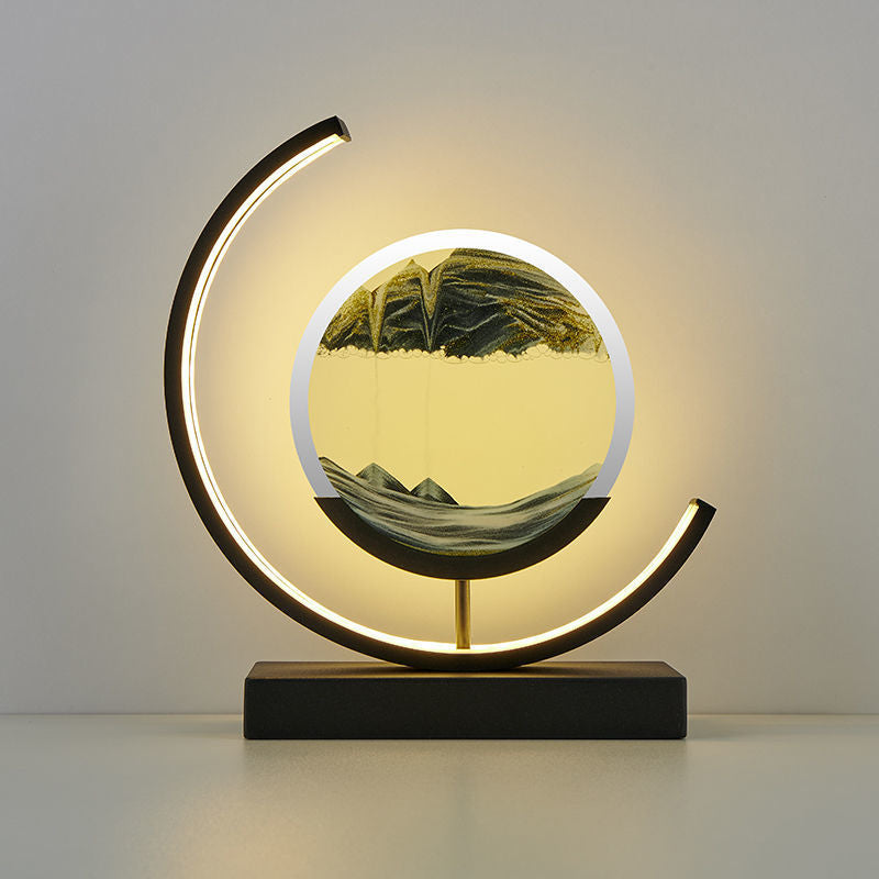 مصباح القمر LumaAura — ضوء LED بفن الرمل والماء، تصميم تدفق ديناميكي