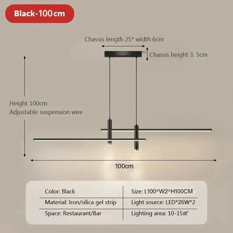 Modern LED Linear Pendant Light — Nordic Style, Warm Glow