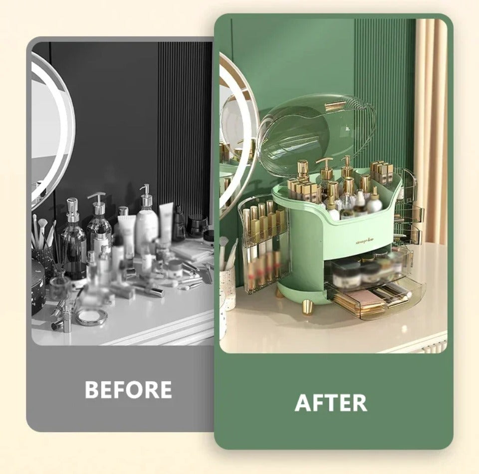 Transparent makeup- og smykkeorganisator — stor støvtæt kosmetikæske