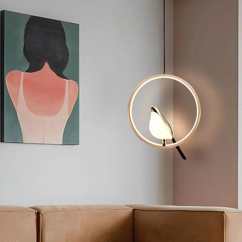 Svart nordisk skata LED-pendellampa — modern takkrona