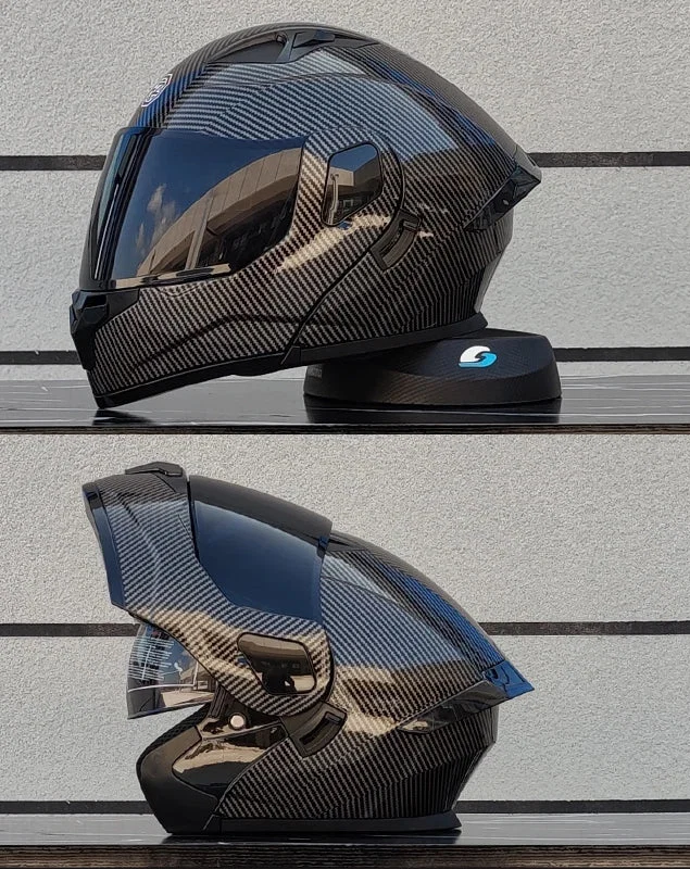 フリップフロント式フルフェイスバイクヘルメット — DOT認証デュアルレンズシールド