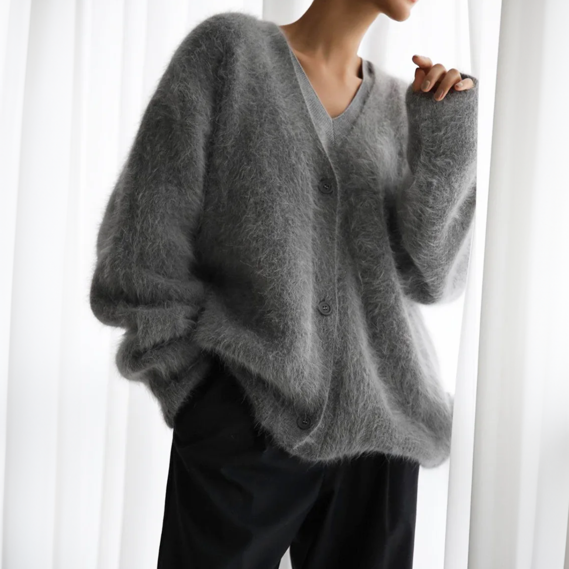 Cardigan in cashmere HAILEY — maglione comodo e morbido da indossare a strati