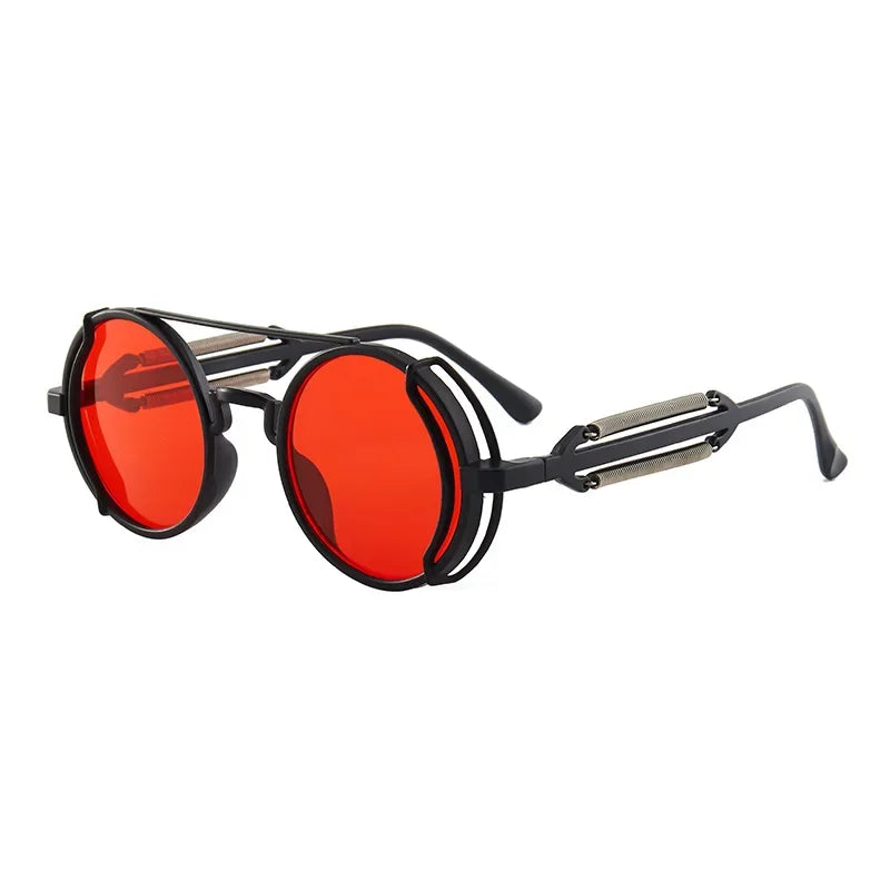 Vintage-Punkrock-Sonnenbrille — Runde Spiegelgläser, 51 mm/20 mm