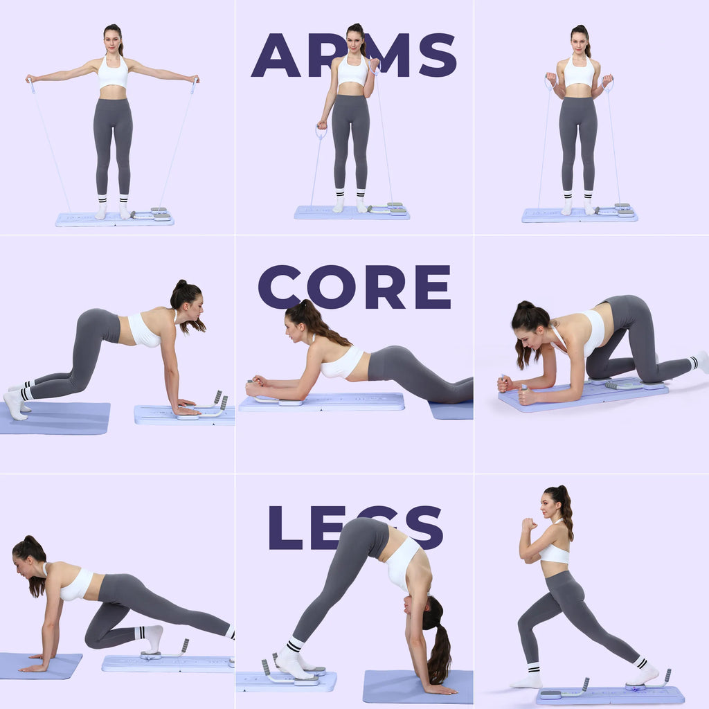 Pilates Reforming Board — Travel Ready and Variable Tension Resistance Strands