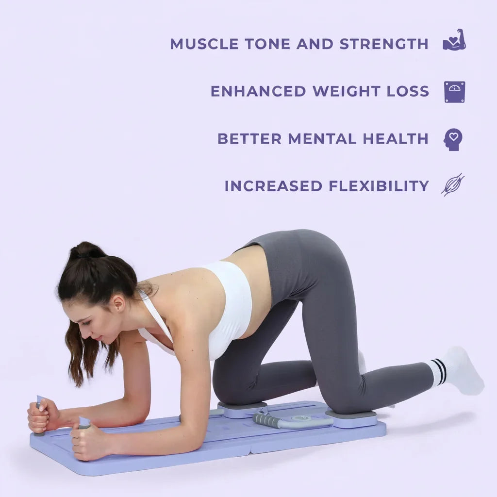 Pilates Reforming Board — Travel Ready and Variable Tension Resistance Strands