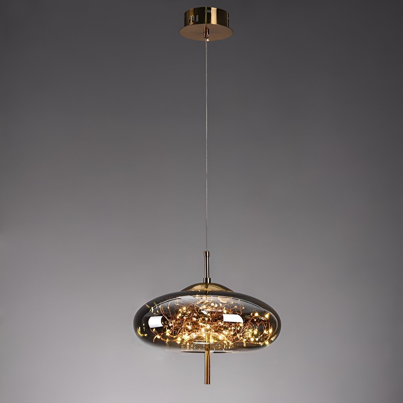 FjordAura Nordic Pendant Light With Glass Globe And Gold Frame For Dining Rooms