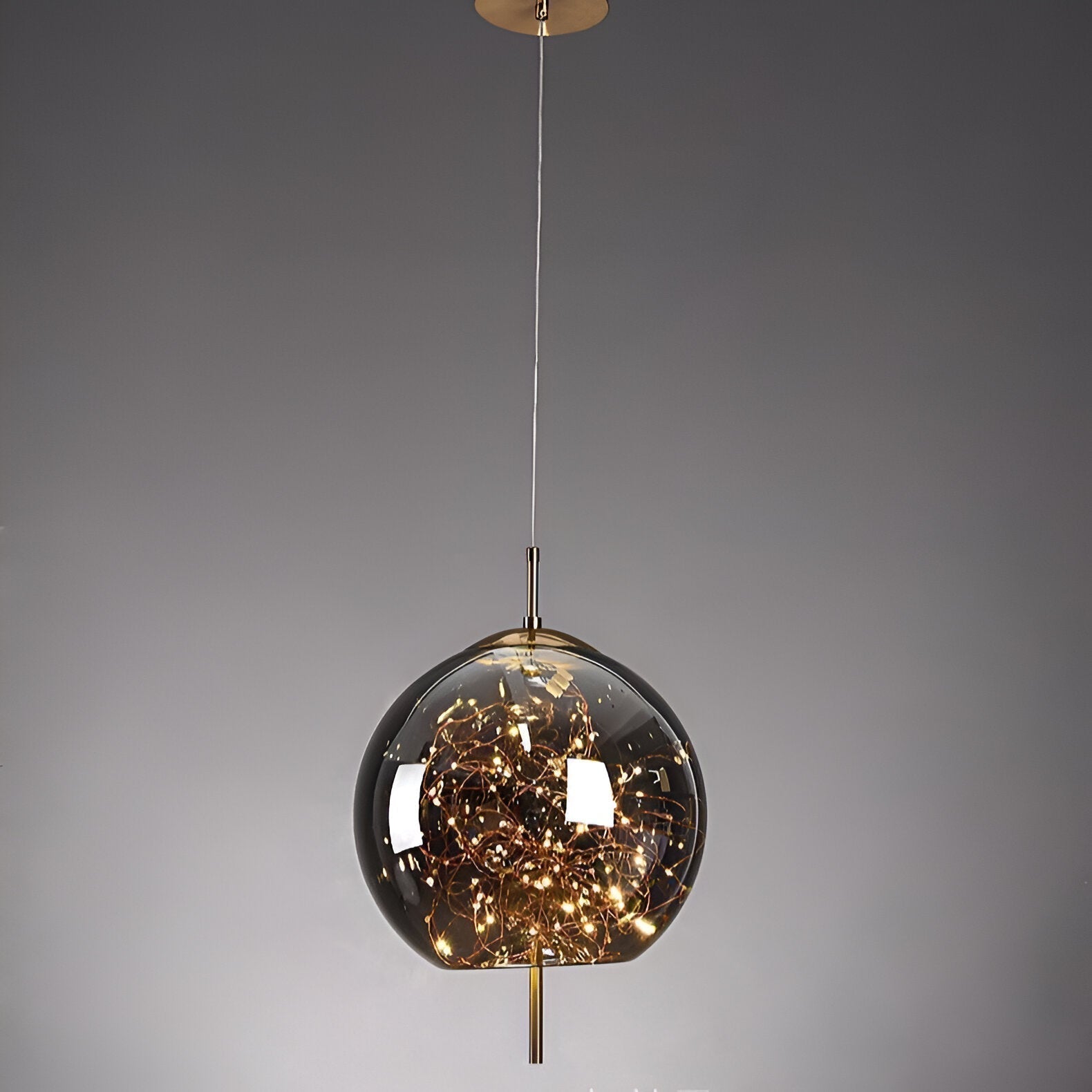 FjordAura Nordic Pendant Light With Glass Globe And Gold Frame For Dining Rooms
