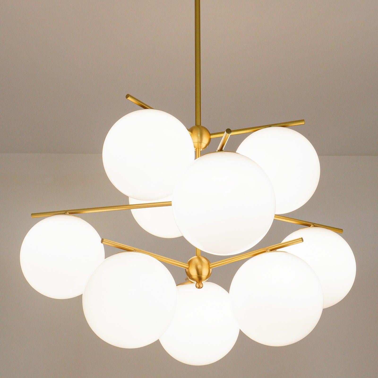 Elara Brass Chandelier With Glass Orbs For Dining Room Decor