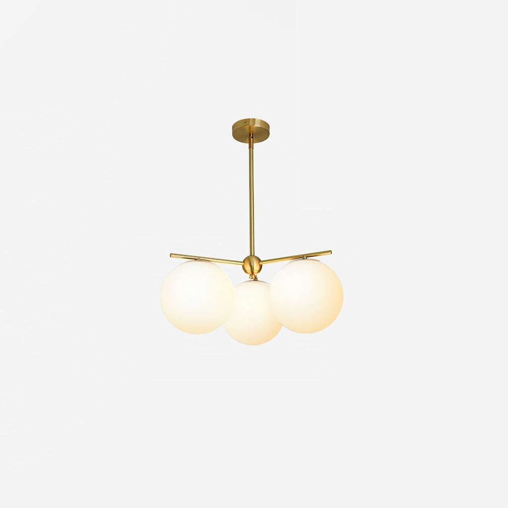 Elara Brass Chandelier With Glass Orbs For Dining Room Decor