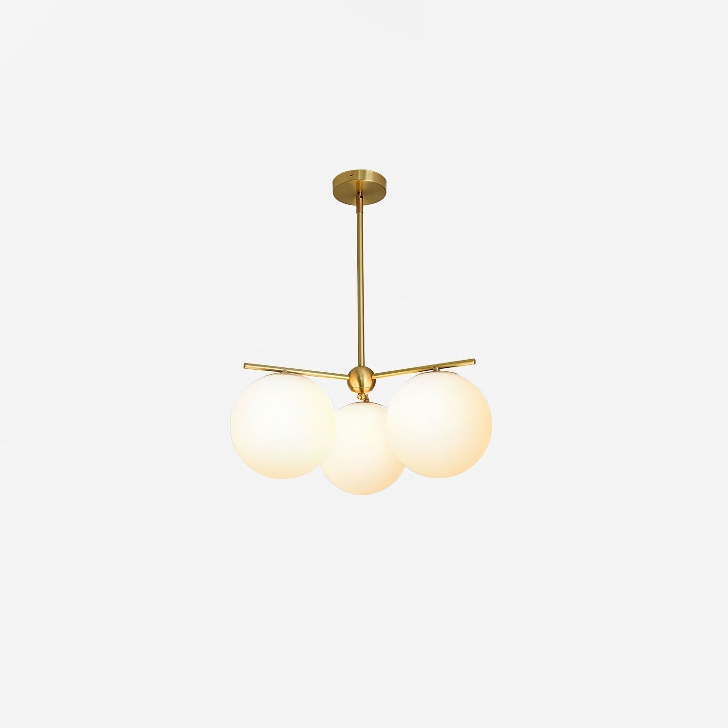 Elara Brass Chandelier With Glass Orbs For Dining Room Decor
