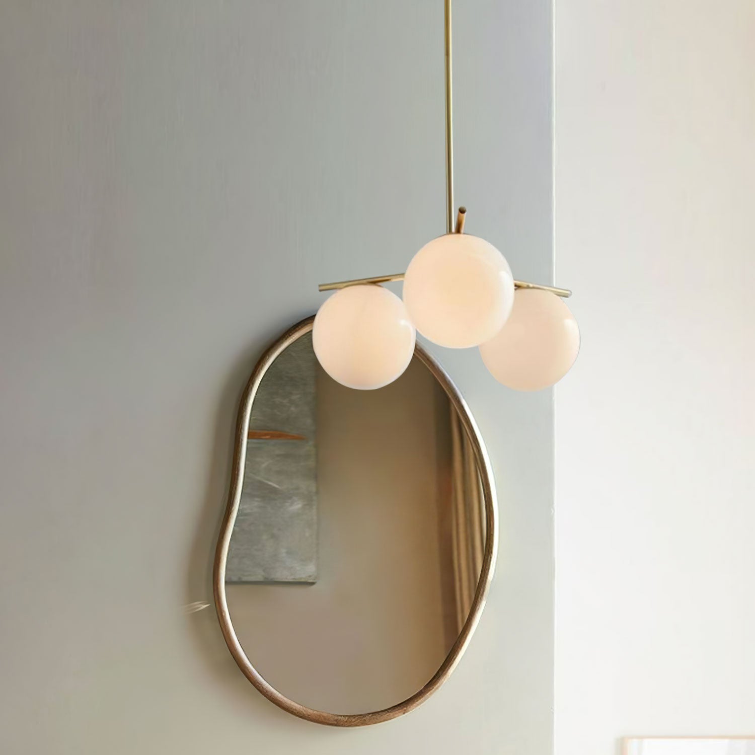 Elara Brass Chandelier With Glass Orbs For Dining Room Decor