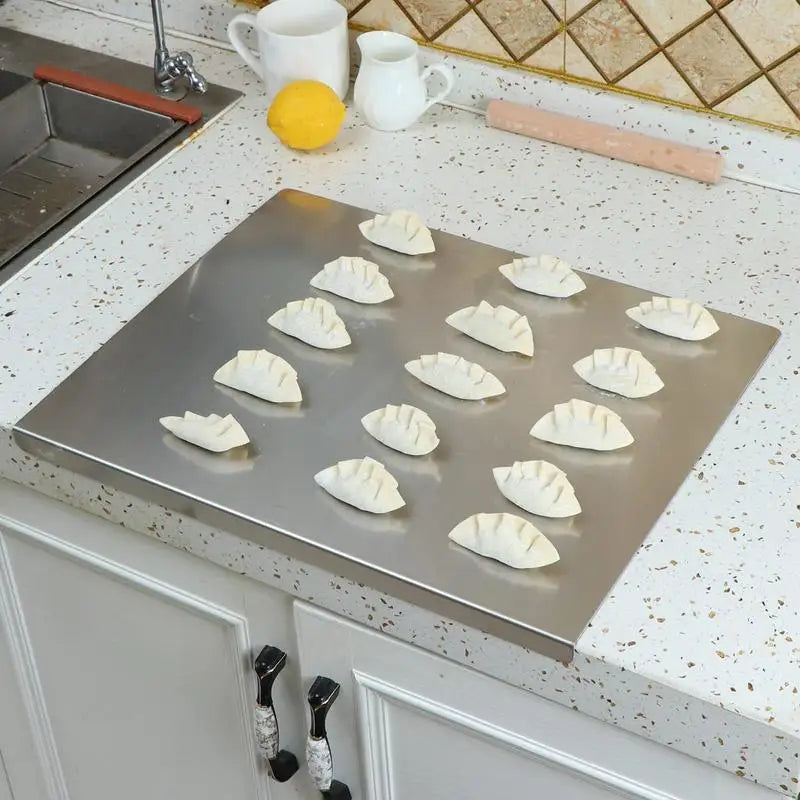 Tabla de preparación de acero inoxidable Aureo — Superficie higiénica antideslizante