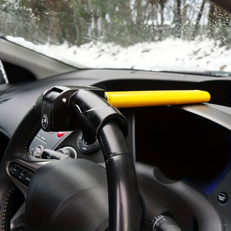 Bright Yellow Universal Steering Wheel Lock — Heavy Duty Anti-Theft Device