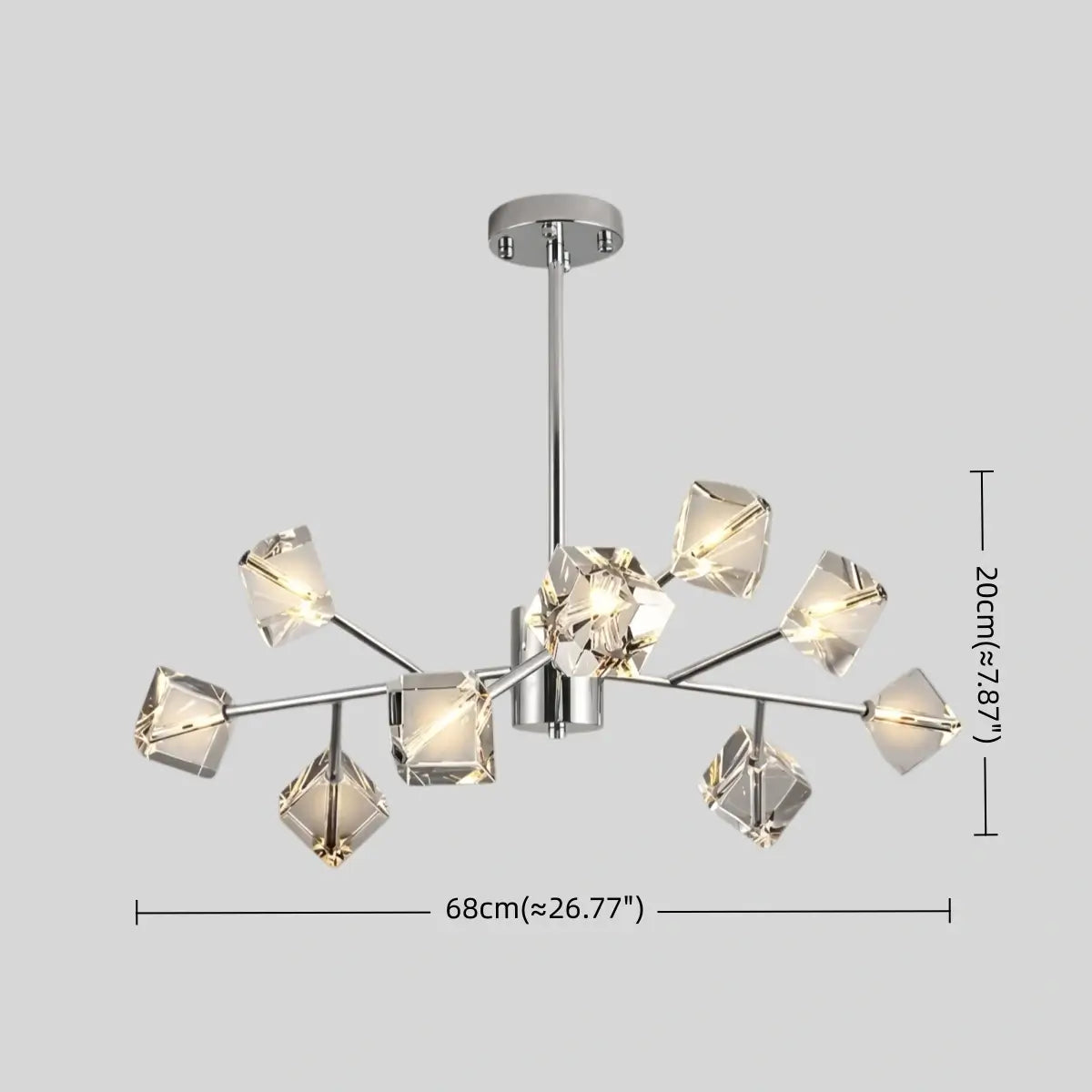 Modern Sputnik Chandelier – Crystal Cube Chrome for Living Room / Dining Room - Flindria
