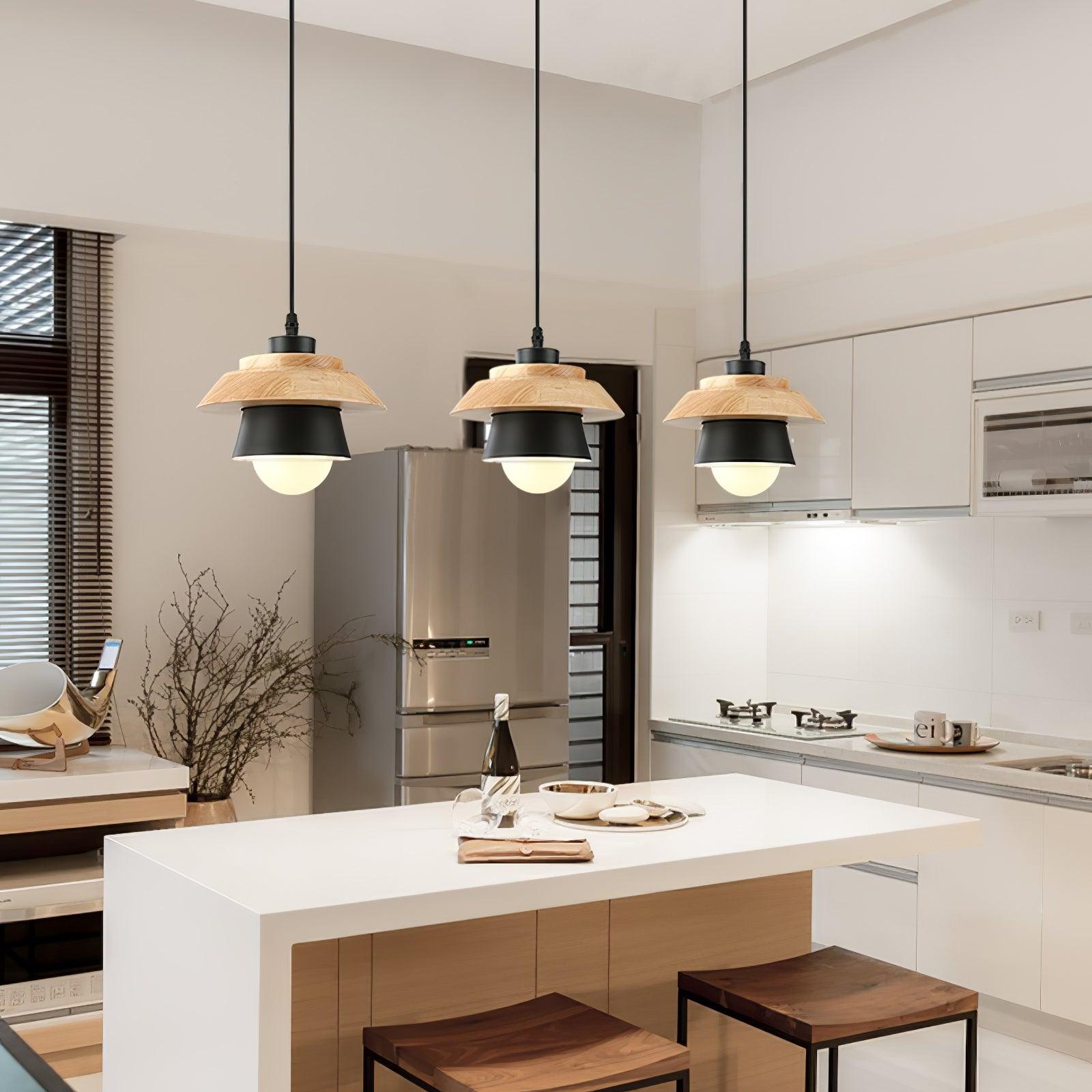 SylvaStone Stone and Wood Pendant Light for Living Rooms