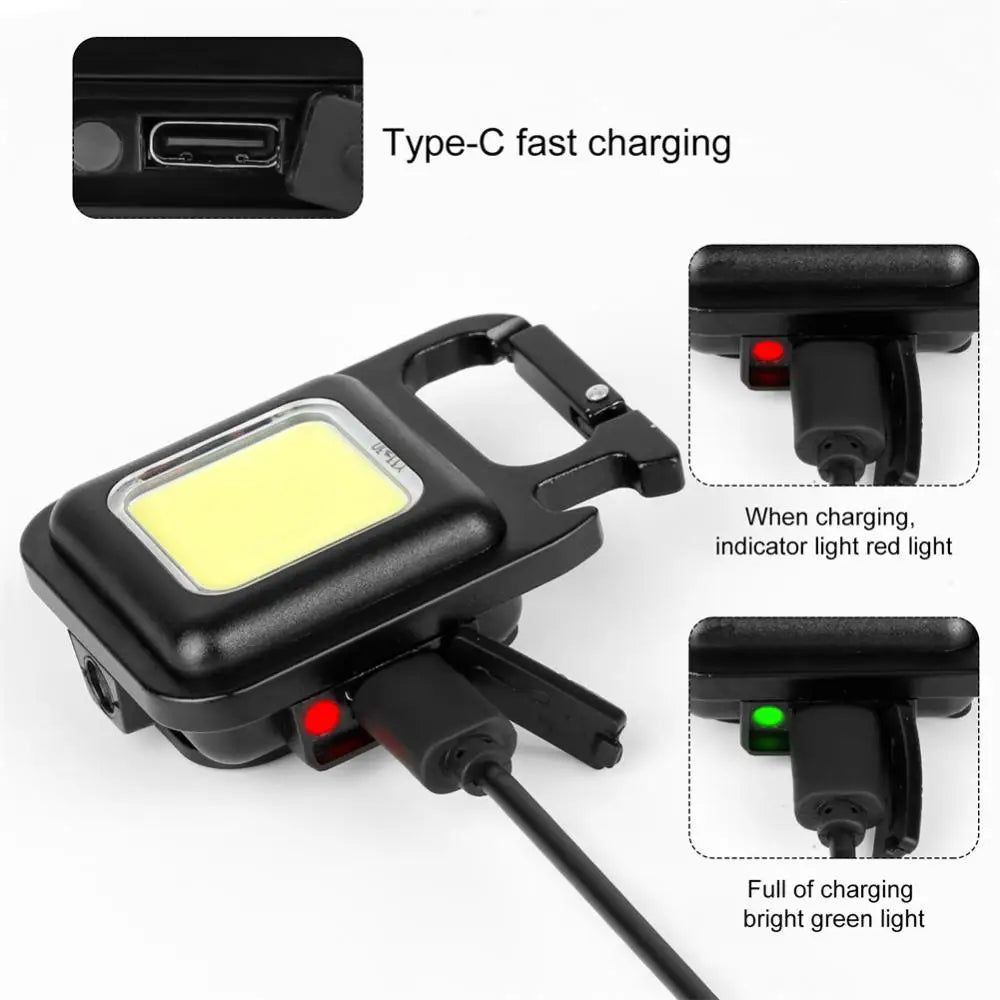 Luminator Mini-Schlüsselanhängerleuchte — COB-LED, USB-aufladbar, wasserdicht