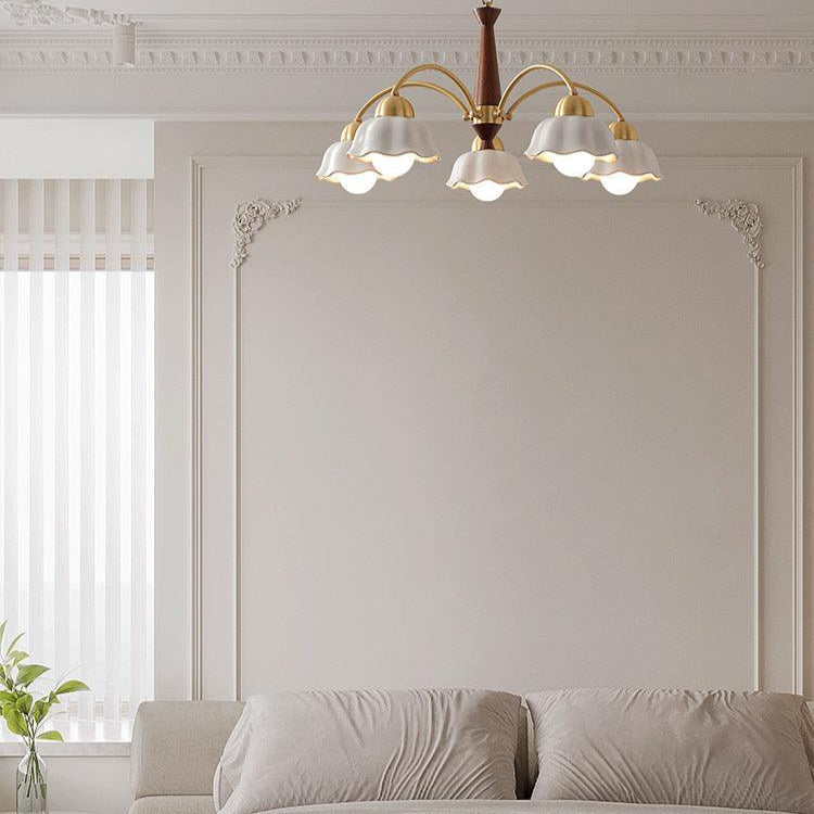 Aurela Mid Century Copper Ceramic Chandelier For Modern Living Rooms