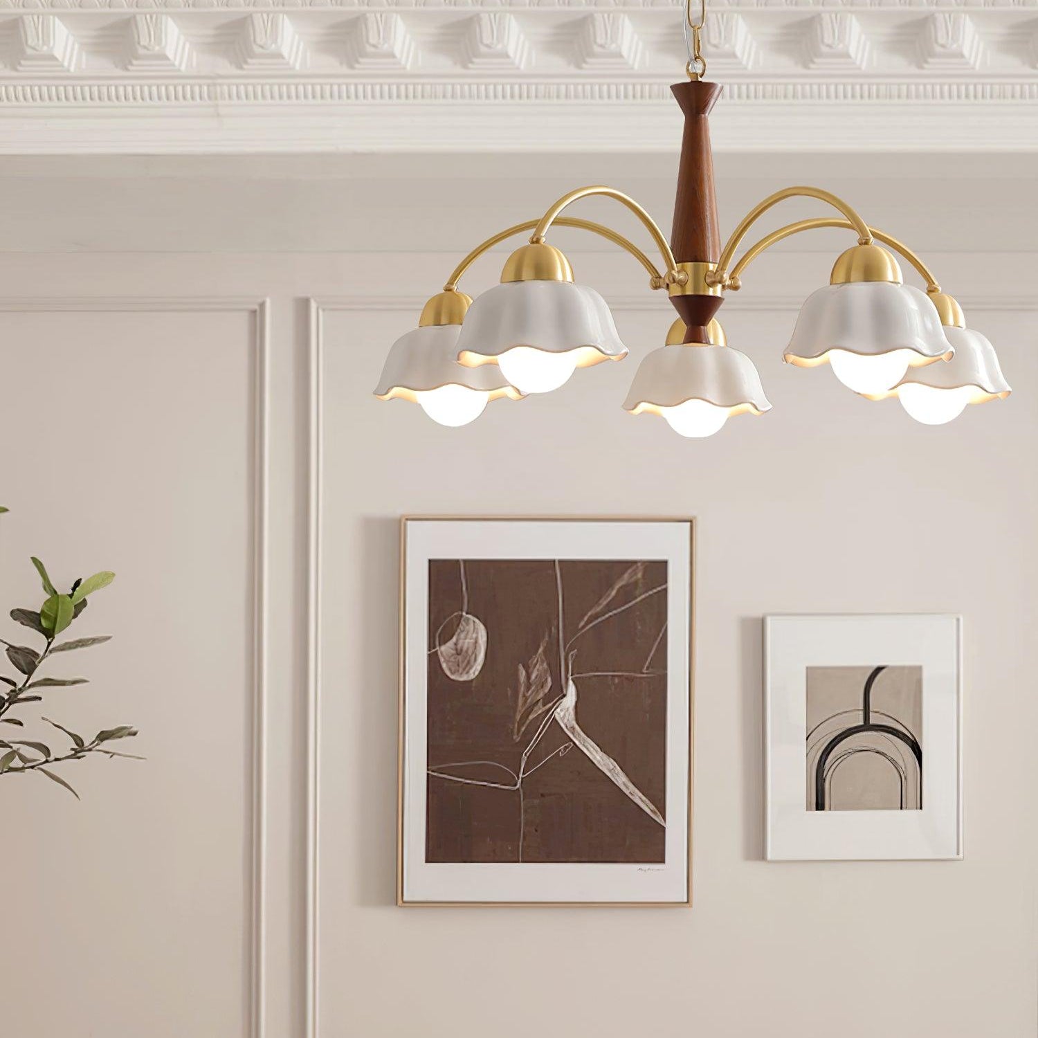 Aurela Mid Century Copper Ceramic Chandelier For Modern Living Rooms