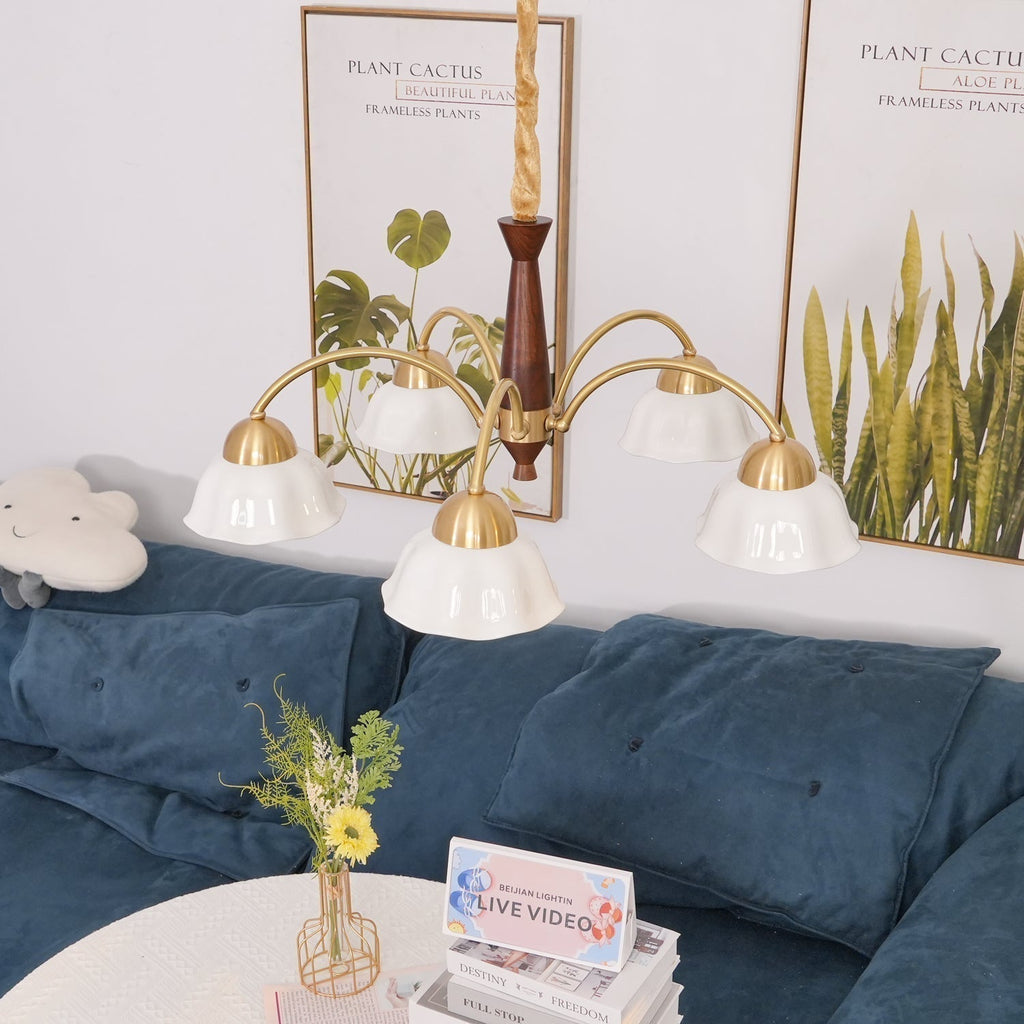 Aurela Mid Century Copper Ceramic Chandelier For Modern Living Rooms