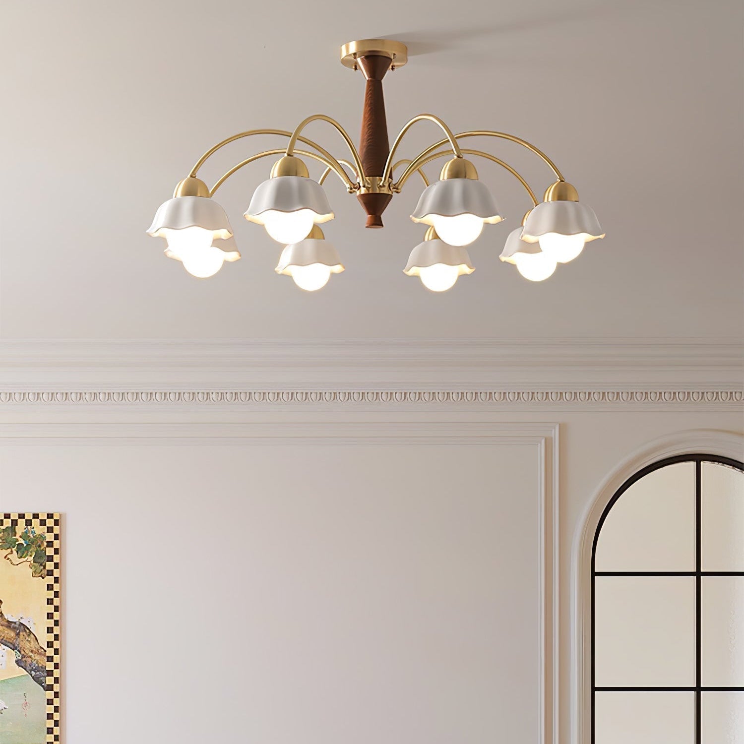 Aurela Mid Century Copper Ceramic Chandelier For Modern Living Rooms