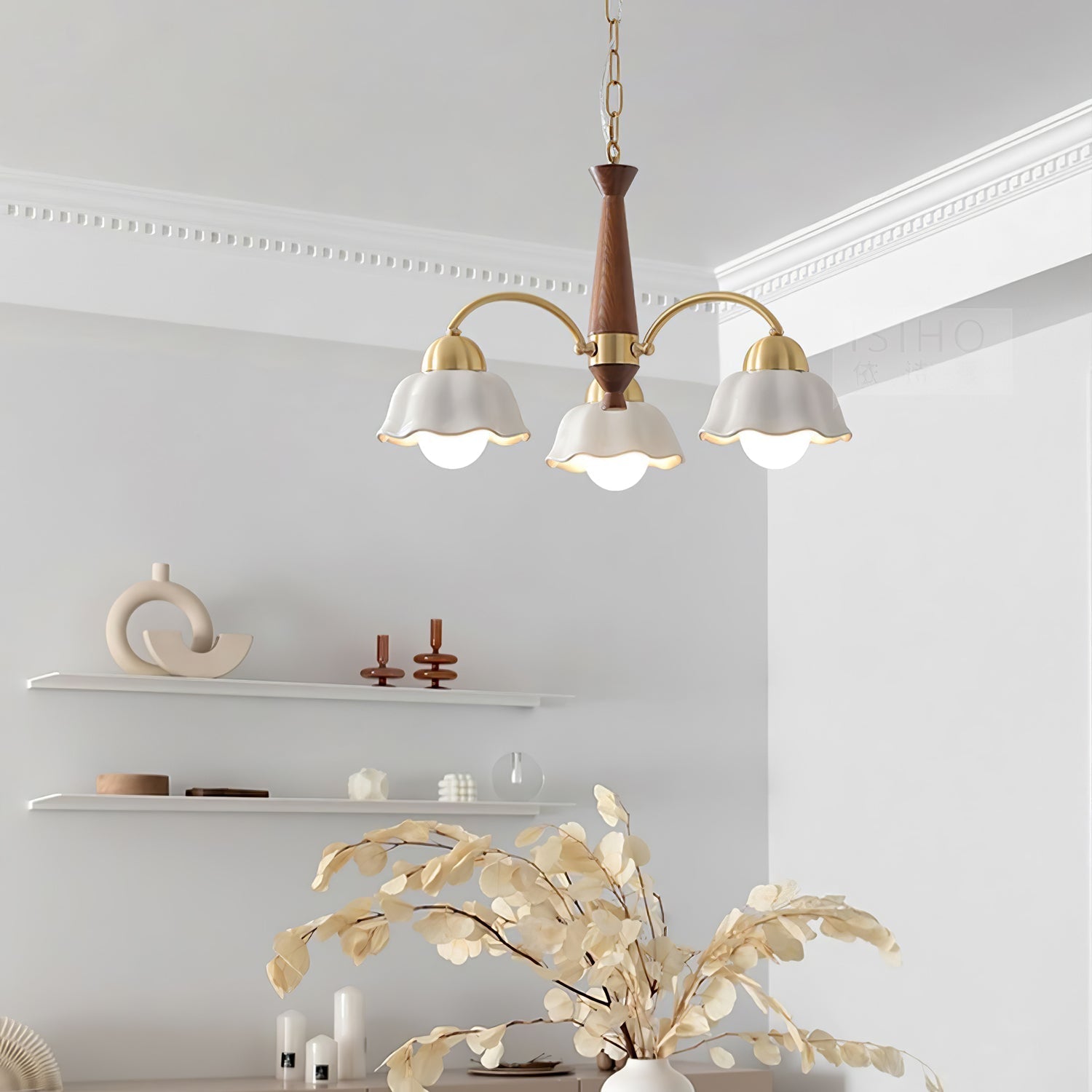 Aurela Mid Century Copper Ceramic Chandelier For Modern Living Rooms