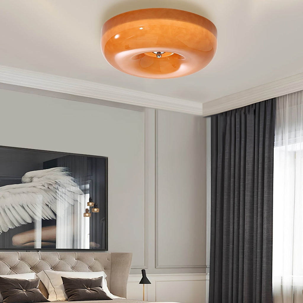 Swirl Glass Ceiling Lamp — Dimmable LED, Metal Frame, White Coffee Beige, 32cm 40cm 46cm