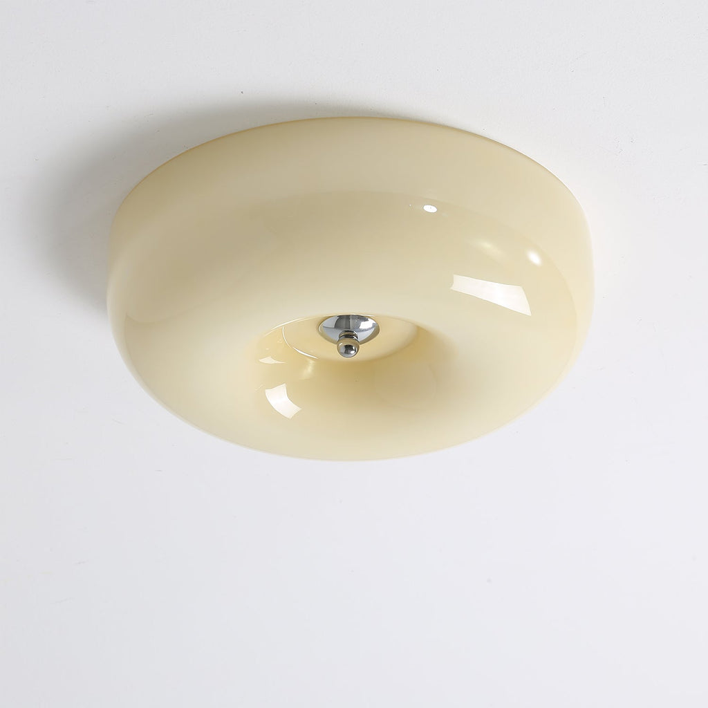 Swirl Glass Ceiling Lamp — Dimmable LED, Metal Frame, White Coffee Beige, 32cm 40cm 46cm