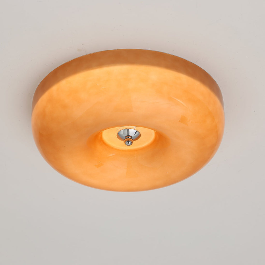 Swirl Glass Ceiling Lamp — Dimmable LED, Metal Frame, White Coffee Beige, 32cm 40cm 46cm