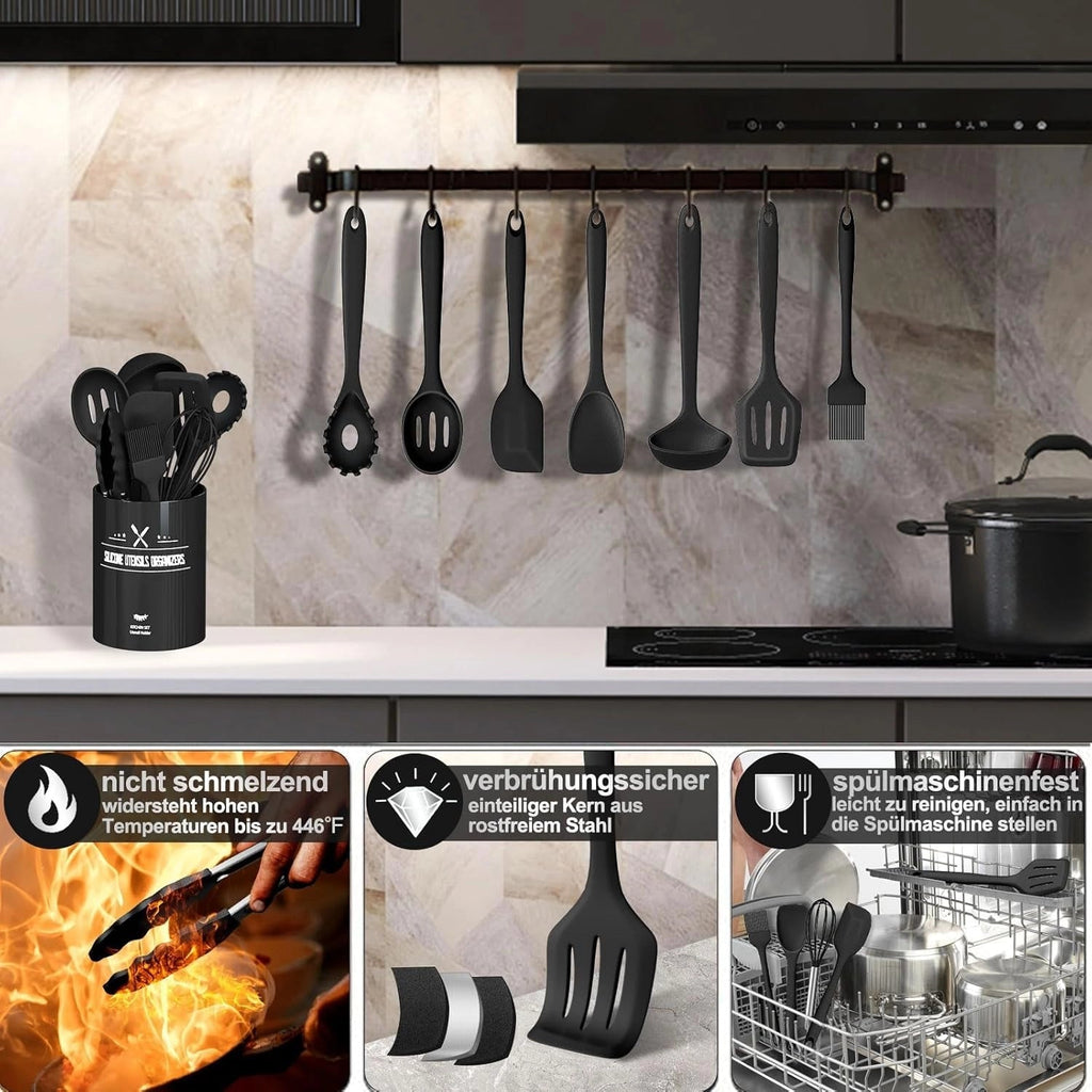 Aurora Ivory Silicone Kitchen Tools Set, Nonstick, Heat Resistant, Ergonomic