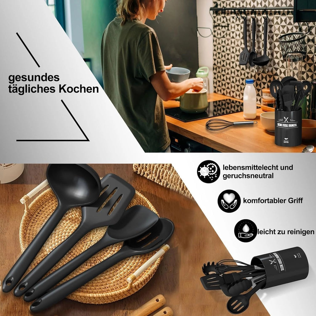 Aurora Ivory Silicone Kitchen Tools Set, Nonstick, Heat Resistant, Ergonomic