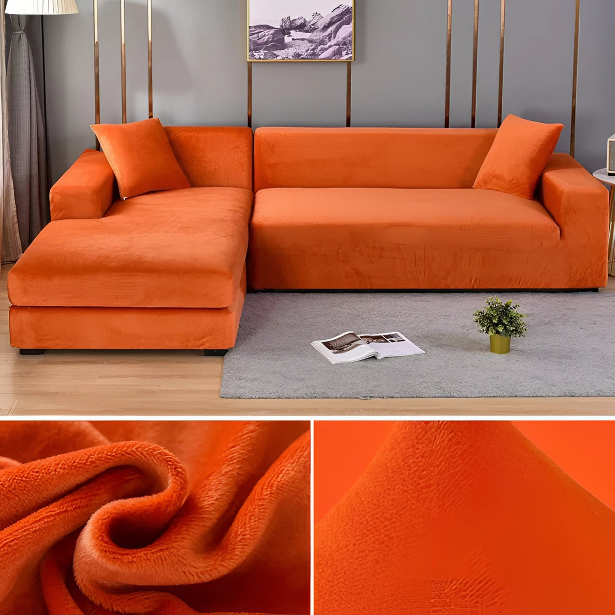 Moderner Samt-Sofabezug für Ecksofas, Größen für 1–4 Sitzplätze
