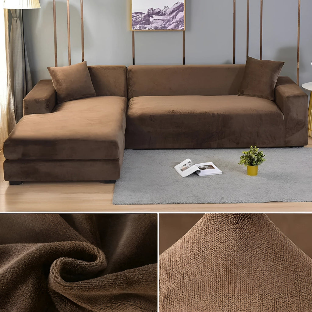 Moderner Samt-Sofabezug für Ecksofas, Größen für 1–4 Sitzplätze