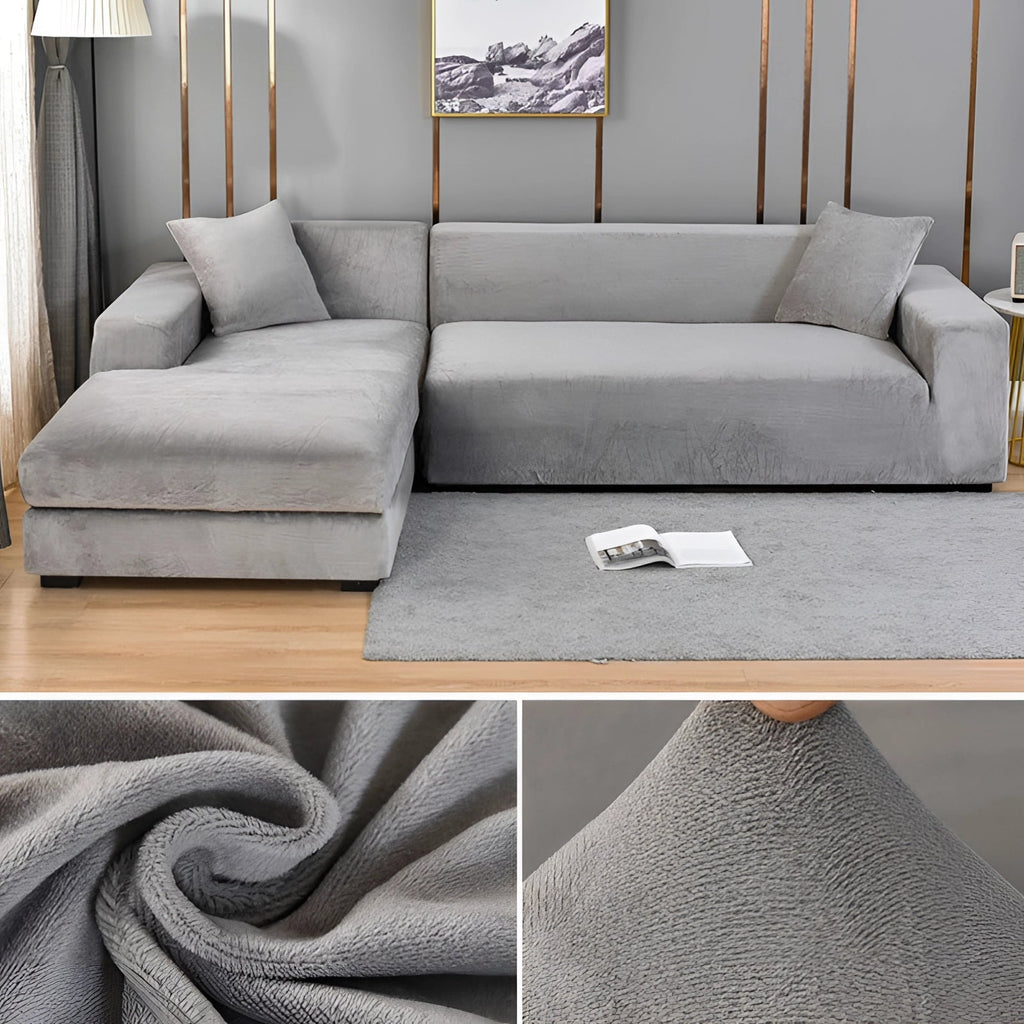 Moderner Samt-Sofabezug für Ecksofas, Größen für 1–4 Sitzplätze