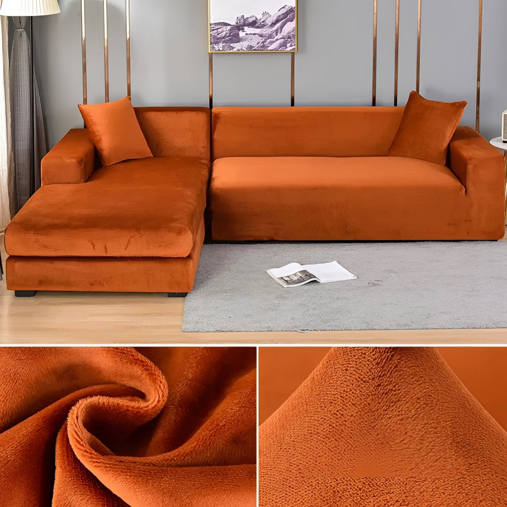Moderner Samt-Sofabezug für Ecksofas, Größen für 1–4 Sitzplätze