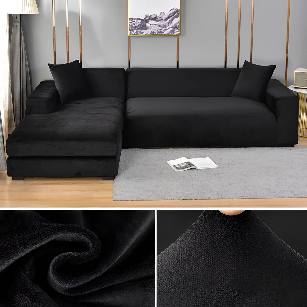 Moderner Samt-Sofabezug für Ecksofas, Größen für 1–4 Sitzplätze