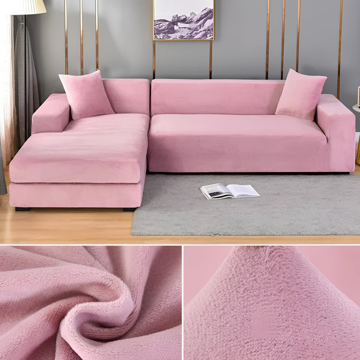 Moderner Samt-Sofabezug für Ecksofas, Größen für 1–4 Sitzplätze