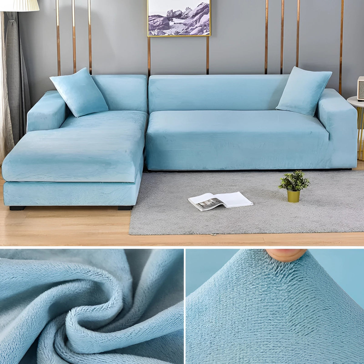 Moderner Samt-Sofabezug für Ecksofas, Größen für 1–4 Sitzplätze