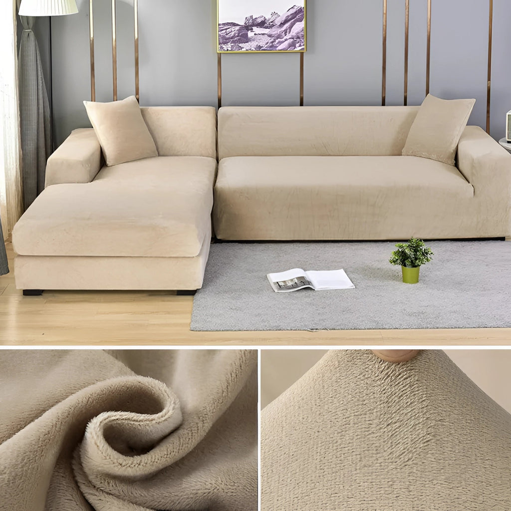 Moderner Samt-Sofabezug für Ecksofas, Größen für 1–4 Sitzplätze