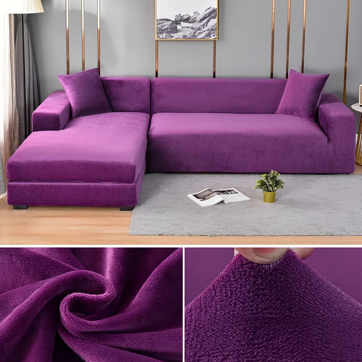 Moderner Samt-Sofabezug für Ecksofas, Größen für 1–4 Sitzplätze