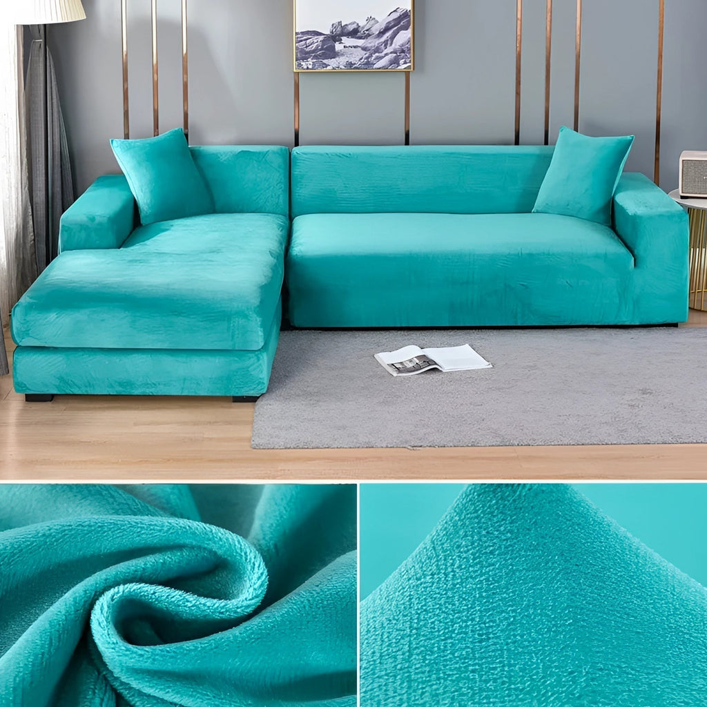 Moderner Samt-Sofabezug für Ecksofas, Größen für 1–4 Sitzplätze