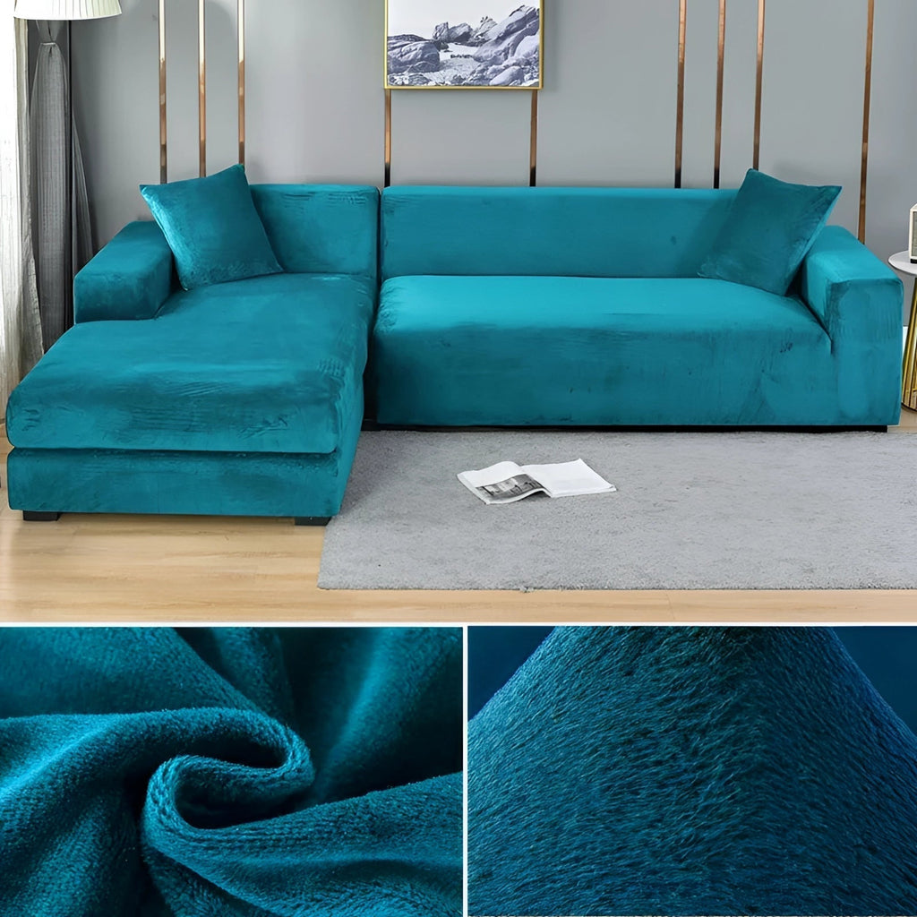 Moderner Samt-Sofabezug für Ecksofas, Größen für 1–4 Sitzplätze