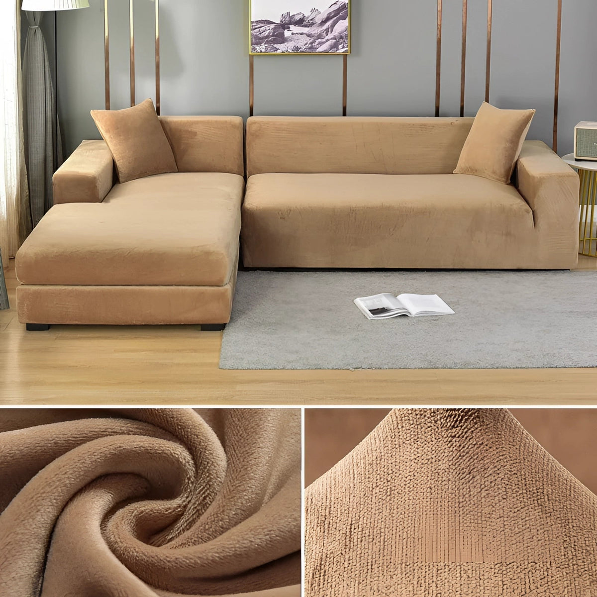 Moderner Samt-Sofabezug für Ecksofas, Größen für 1–4 Sitzplätze
