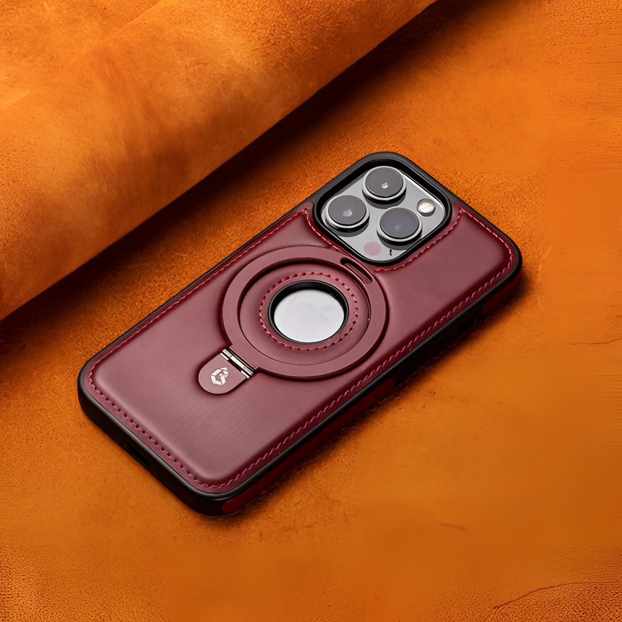 AuroraGuard Braun Leather iPhone Case With MagSafe And Camera Protection