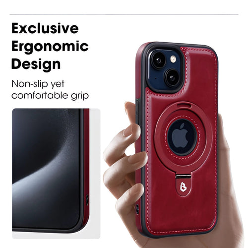 AuroraGuard Braun Leather iPhone Case With MagSafe And Camera Protection