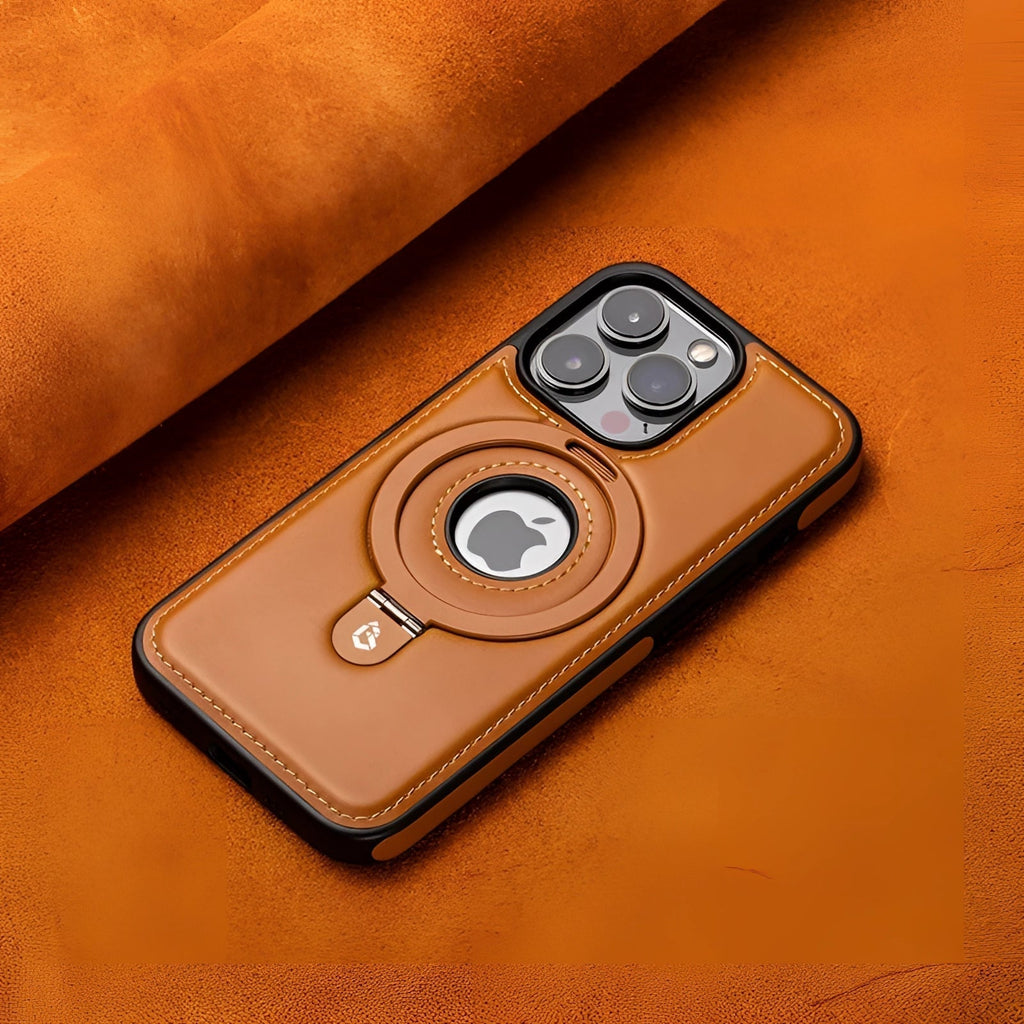 AuroraGuard Braun Leather iPhone Case With MagSafe And Camera Protection