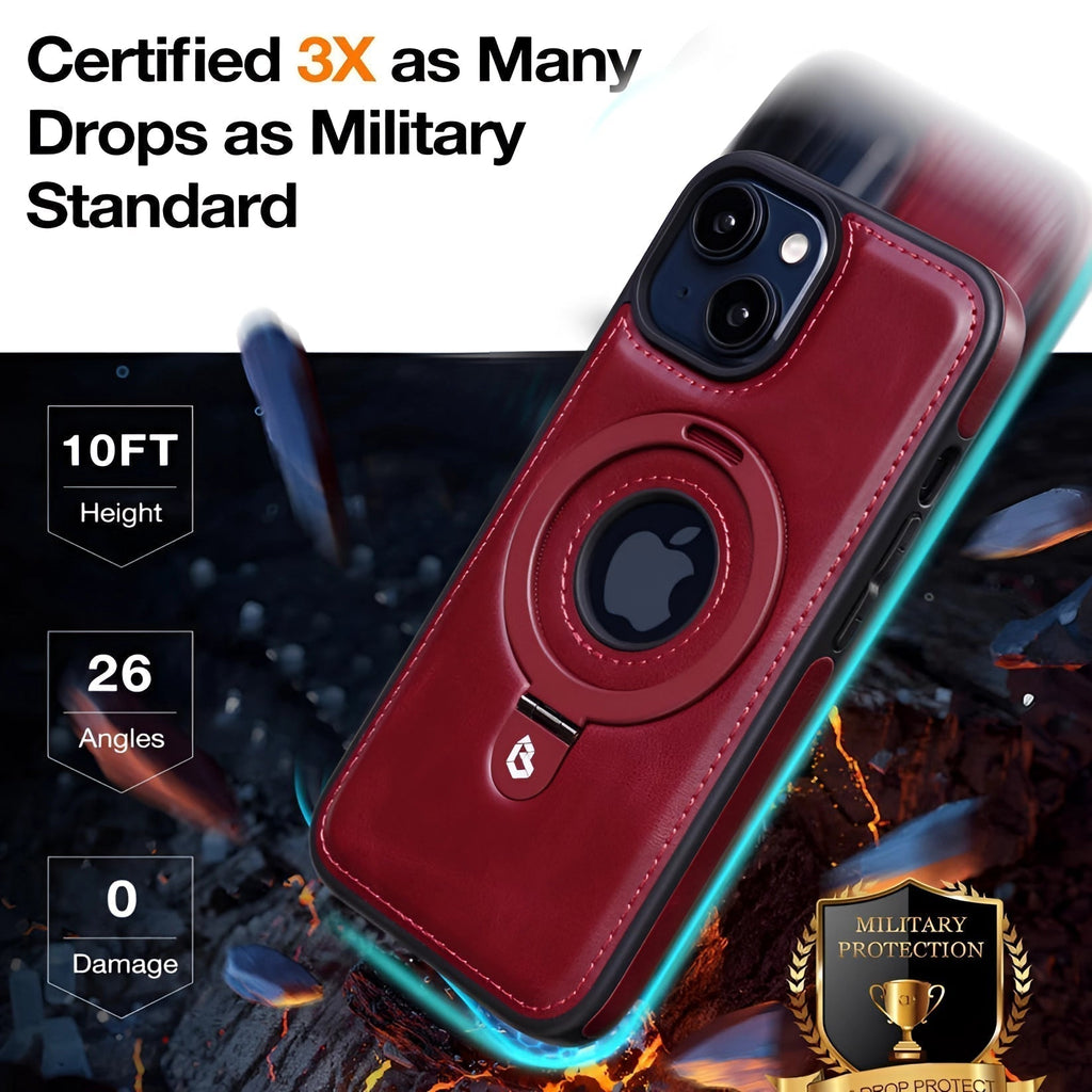 AuroraGuard Braun Leather iPhone Case With MagSafe And Camera Protection