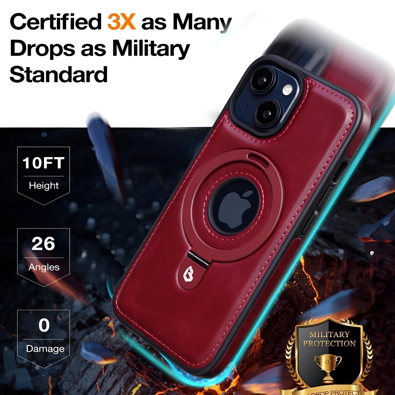 AuroraGuard Braun Leather iPhone Case With MagSafe And Camera Protection